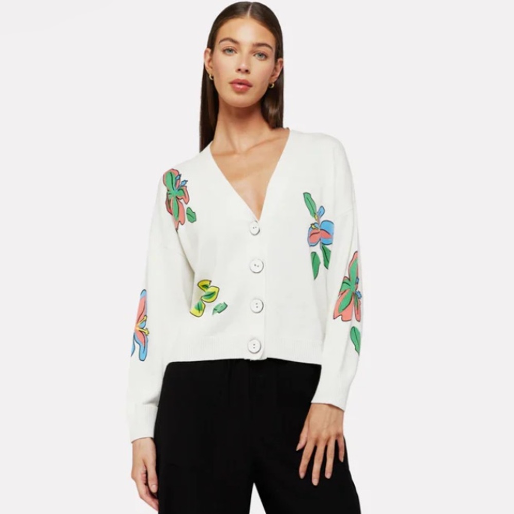 WISPR Brodie Tropical Petal Cardigan White XS‎